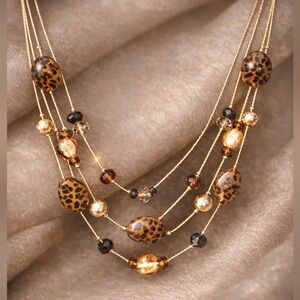 Triple Gold Tone  Delicate Drop Necklace